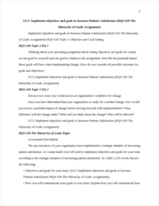 Implement objectives and goals to Increase Patients Satisfaction – page 2