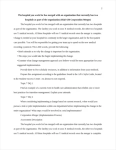 The hospital you work for has merged with an organization that currently has two hospitals as part of the organization – page 2