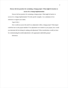 Discuss the best practices for sustaining a change project – page 2
