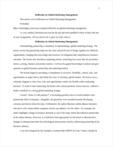 Reflection on Global Marketing Management – page 2