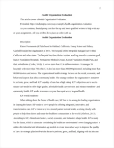 Health Organization Evaluation – page 2