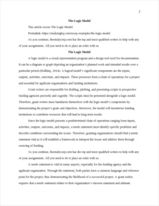 The Logic Model – page 2