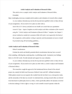 Article Analysis and Evaluation of Research Ethics – page 2
