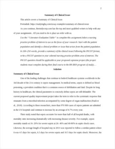 Summary of Clinical Issue – page 2