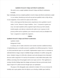 Qualitative Research Critique and Ethical Considerations – page 2