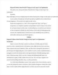 Proposed Evidence-Based Practice Change on Early Sepsis Care Optimization – page 2