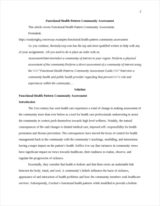 Functional Health Pattern Community Assessment – page 2