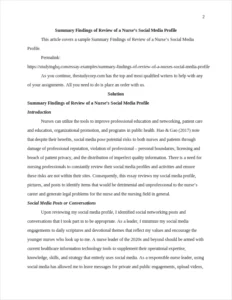 Summary Findings of Review of a Nurse’s Social Media Profile – page 2