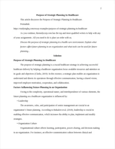 Purpose of Strategic Planning In Healthcare – page 2
