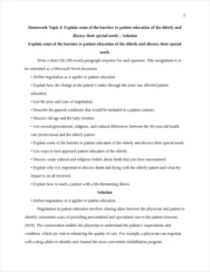 Explain some of the barriers to patient education of the elderly and discuss their special needs β page 2