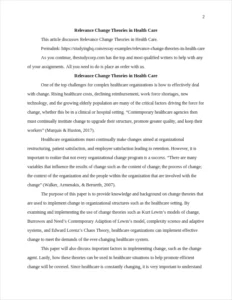 Relevance Change Theories in Health Care – page 2
