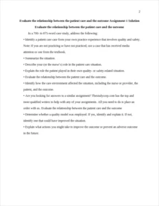 Evaluate the relationship between the patient care and the outcome – page 2
