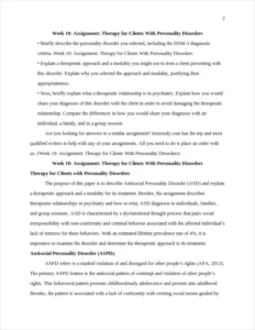 Week 10: Assignment: Therapy for Clients With Personality Disorders β page 2