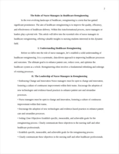 roles of nurse managers in healthcare reengineering β page 2
