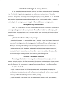 Vision for Contributing to the Nursing Profession Example β page 2