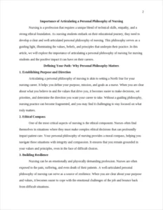 importance of articulating a personal philosophy of nursing β page 2