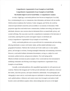 Comprehensive Argumentative Essay Example on Social Media β page 2