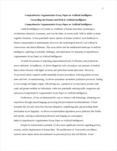 Comprehensive Argumentative Essay Paper on Artificial Intelligence β page 2
